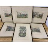 A set of six 19thc hunting prints measures 14.5cm x 20cm