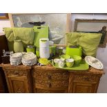 A mixed lot of kitchen ware in apple green colourway including toaster, measures 18cm x 25cm x 15cm,