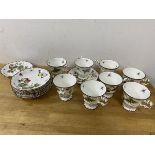 A Copeland 16 piece strawberry pattern teaset including footed tea cups and saucers, each cup