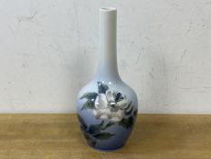 A Royal Copenhagen bud vase with floral and bee decoration, measures 20cm high