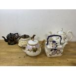 A collection of teapots including a Motto Ware which measures 13cm high, a Ridgeway teapot (5)