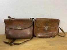 Two vintage leather shoulder bags, measure 19cm x 28cm x 5cm