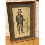 Early 20th school, pencil drawing of gentleman in top hat, signed indistinctly bottom right,