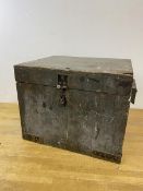 A vintage box, one side inscribed AM, flanking crown above Case Transit Ref No 10K/1191 for Power