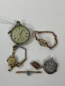 A mixed lot of jewellery and watches including an 1884 silver open faced pocket watch, measures