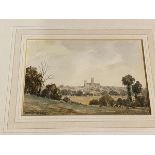 John W Gough, Lincoln, watercolour, signed bottom left, paper label verso, measures 12cm x 18cm