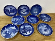 A set of nine Danish Christmas wall plates, each measures approximately 18cm diameter (9)