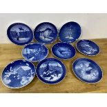 A set of nine Danish Christmas wall plates, each measures approximately 18cm diameter (9)