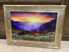 A photographic print of sunrise over valley, measures 39cm x 59cm