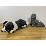 Two garden figures of dogs, one Border Collie, the other a Shih Tzu, both painted, the Shih Tzu