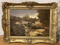 J Douglas Scott, On the Dochart, oil on canvas, signed and dated 1875 bottom left, label verso,