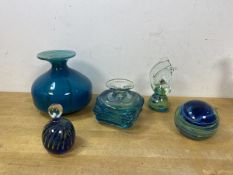 A collection of cased glass including a vase of squat baluster form, measures 14cm, another vase