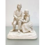 A 19th century Copeland Parian group, "The Blind Boy", signed G.A. Lawson and with impressed factory