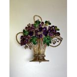 A diamond and amethyst-set giardinetto brooch, the basket with ropetwist and plain sprays, set