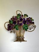 A diamond and amethyst-set giardinetto brooch, the basket with ropetwist and plain sprays, set