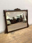 An Edwardian overmantel mirror, the floral boxwood inlaid surmount over cavetto moulded frame inlaid