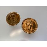 Saudi Arabia: a pair of small high carat gold commemorative medals for the Death of King Faisal