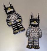 •Cleo Mussi (British, b. 1965), "Cute P" and "Cute P2", a pair of mosaic hangings, modelled from a