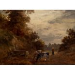 Joseph J. Bell (Scottish, fl. 1864-1887), "A Roadside Rill", signed lower right, oil on board,