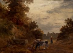 Joseph J. Bell (Scottish, fl. 1864-1887), "A Roadside Rill", signed lower right, oil on board,