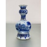 A small Dutch Delft blue and white "Garlic" neck vase, late 18th/early 19th century, painted with