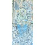 A design for a stained glass window, c. 1900-1920, in the Arts & Crafts taste, depicting the