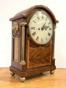 A Regency period and later bracket clock, the mahogany and rosewood case with satinwood banding