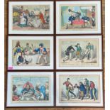 An assembled set of six early 19th century satirical cartoons relating to the decline of the Ottoman