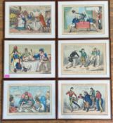 An assembled set of six early 19th century satirical cartoons relating to the decline of the Ottoman