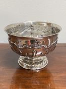An Edwardian Scottish silver rose bowl, Hamilton & Inches, Edinburgh 1901, repousse with with wavy