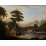 Attributed to Alexander Nasmyth (Scottish, 1758-1840), The Ferry, oil on canvas, laid on board,