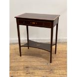 A fine Edwardian mahogany side table, the satinwood cross banded top over single frieze drawer