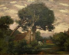 Thomas Corson Morton (Scottish, 1859-1928), Landscape with Cattle Watering, signed lower left, oil