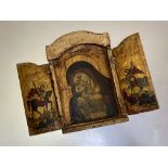 Russian School, a triptych icon depicting the Virgin and Child, flanked by doors painted with images