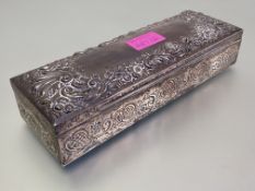 An Edwardian silver-mounted jewellery box, Colen Hewer Cheshire, Chester 1904, of long rectangular