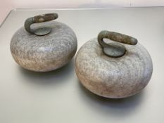 A pair of granite curling stones, of characteristic form. Diameter 28cm