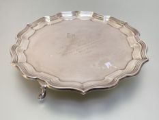 A George V silver salver, S. Blanckensee & Son, Chester 1934, in the Georgian taste, with stepped