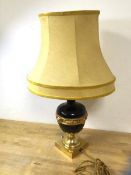 A vintage classical style urn form table lamp on square gilt metal base, measures 52cm to top of