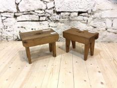 Two Orkney creepie stools, larger measures 25cm x 33cm x 20cm