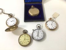 A collection of four pocket watches including an Elgin, another with a dial marked John Forrest
