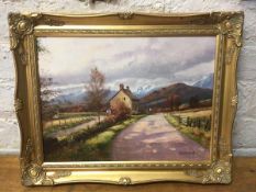 Jack R Mould, Road to Kingussie (Kincraig), oil, signed bottom right, measures 29cm x 39cm