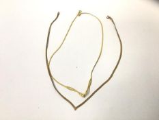 Two flatlink necklaces, both marked 9k, measure 20cm with a combined weight of 4.15 grammes