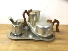 A Picquot Ware 5-piece tea and coffee service complete with coffee pot, teapot, milk jug and sugar