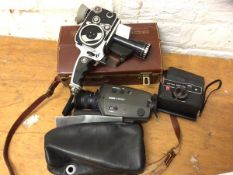 Two motion picture cameras including a Bolex Raillard, a Bouer C500 XLM, and also a Comet 226 XL