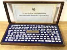 A Flags of the United Nations mini ingot collection, each flag marked 925, in original display