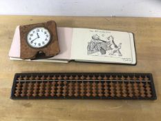A mixed lot including a Japanese tomse Soroban abacus with label verso, measures 7cm x 33cm, a