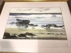 David Graham, seascape, watercolour, signed bottom right, measures 33cm x 50cm