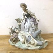 A Lladro figure group, Rest in Country, handwritten label to base, issue 1971, retired 1981,