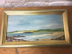 Don, beach scene, oil, signed and dated '72 bottom right, measures 11.5cm x 24cm