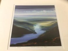 Angela Lawrence, summer clouds Loch Trool, limited edition print 33/500, measures 22cm x 22cm
